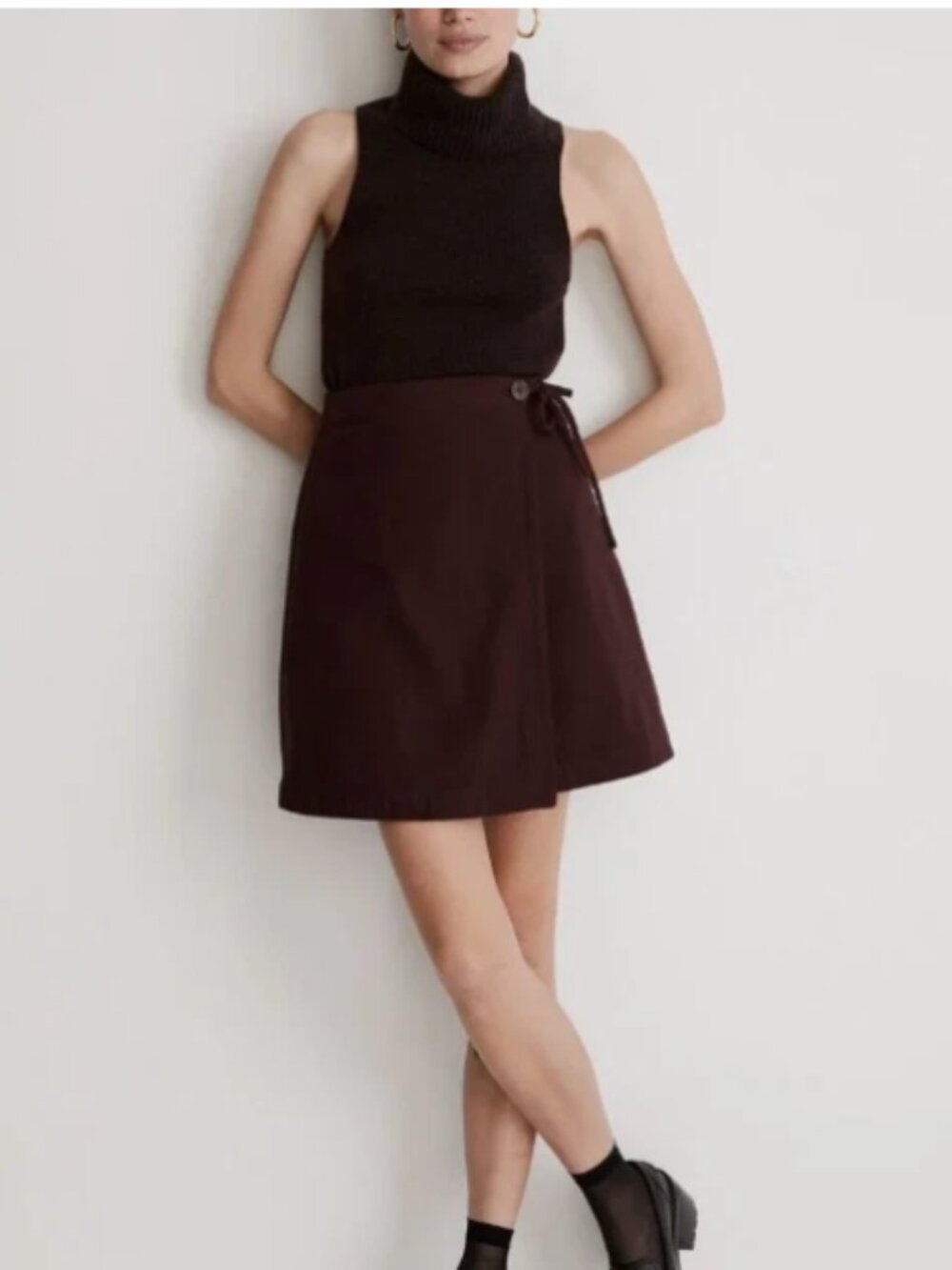 Madewell 100% Cotton Wrap Skirt Women’s 8 Side Tie Button EUC